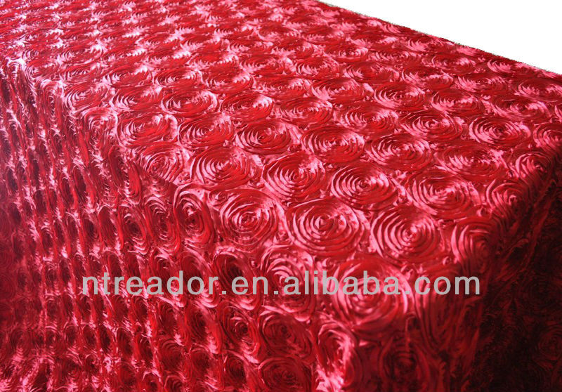 fushia rosette tablecloth for wedding decoration