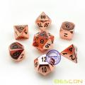 Bescon Heavy Duty Rose Copper Solid Metal Dice Set, Shiny Rose Metallic Polyhedral D&D RPG Game Dice 7pcs Set