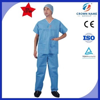 Disposable Blue nonwoven Products Patient Scrub Suits
