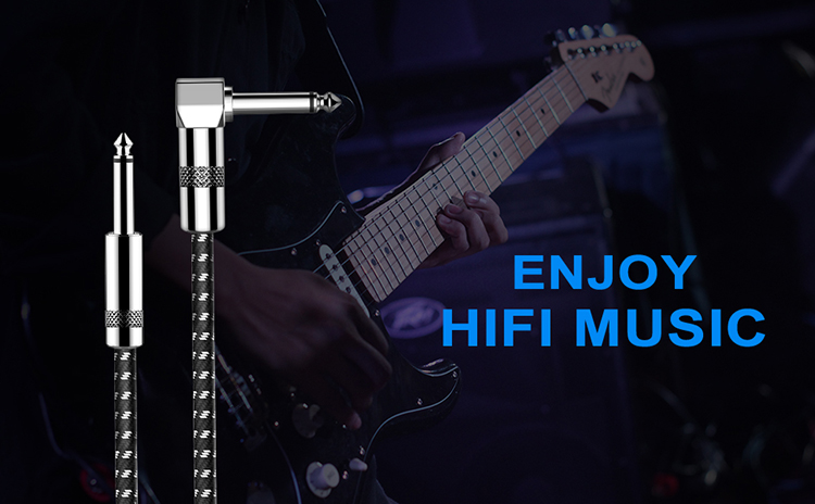 Audio Jack TRS Guitar Cable High Quality Durable Braided Right Angle 6.35mm Instrument Cable Bass Accessories Audio Transmission