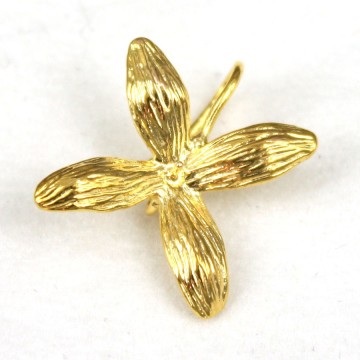 Fashion Earring, Gold-Plated Brass Flower Earring, P4379