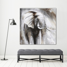 Black and White Elephant Oil Painting