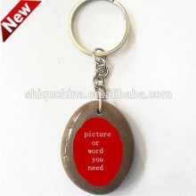 engraved rain flower stone key chain/ stone key chain
