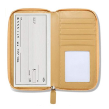 Zippered Checkbook Cover with Card Holder and Divider