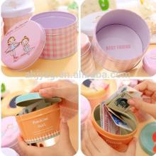 metal storage container with round shape for daily articles