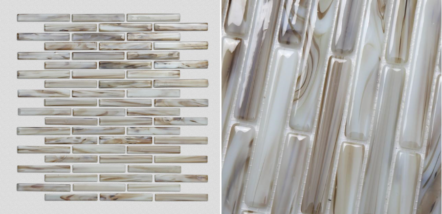 Mosaico de vidrio estampado irregular Brown Tans Brown Tans Irregular Patterned Glass Mosaic