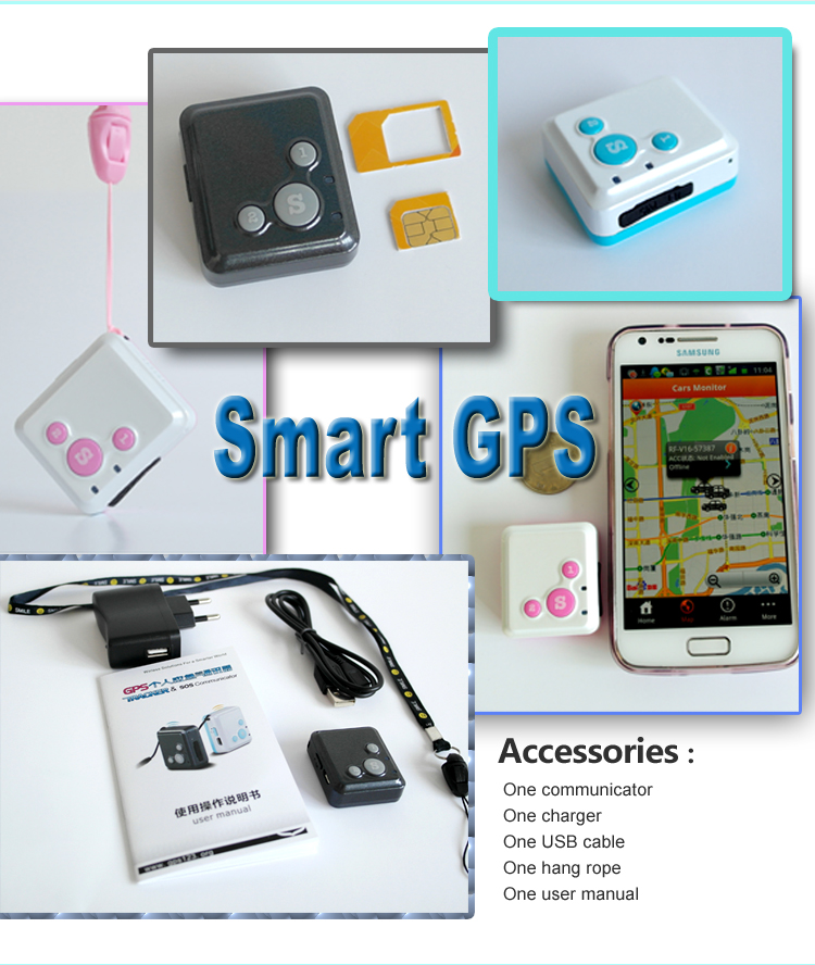 Personal Super Mini GPS Tracker in GPS, Real Time Tracke From Computer or Android APP for Child, Children and Pet GPS