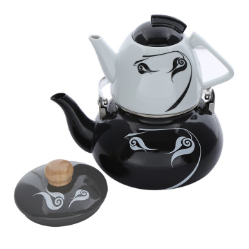 2.5L +0.9L Wooden Handle Enamel Kettke