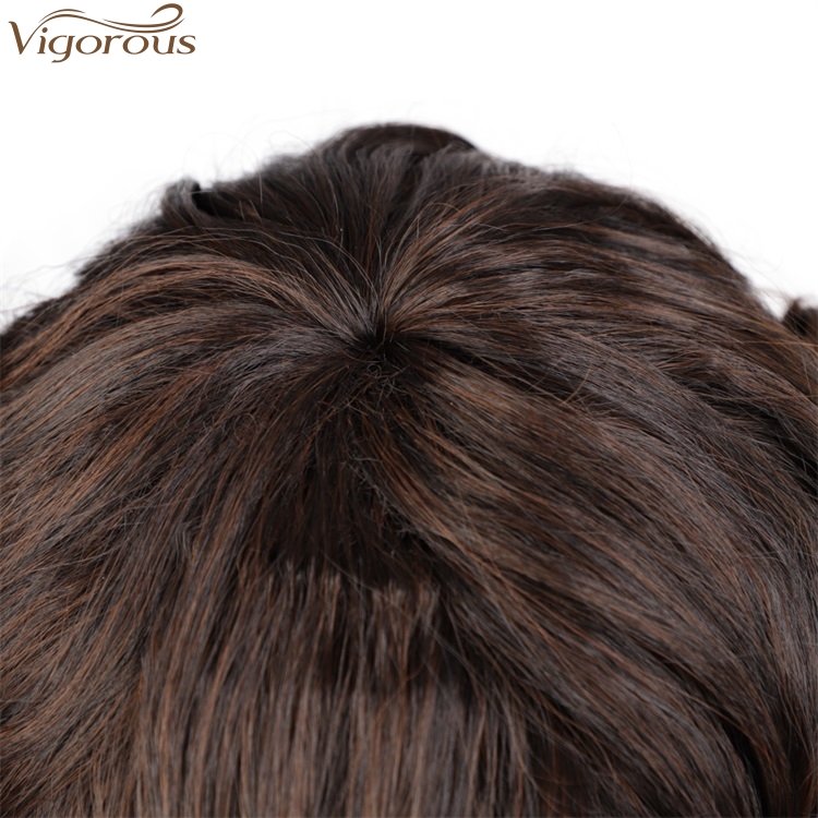 Vigorous Fashion Girl High Temperature Fiber Short Curly Black Mixed Brown Wigs Synthetic wigs For Black Women Wholesale Price