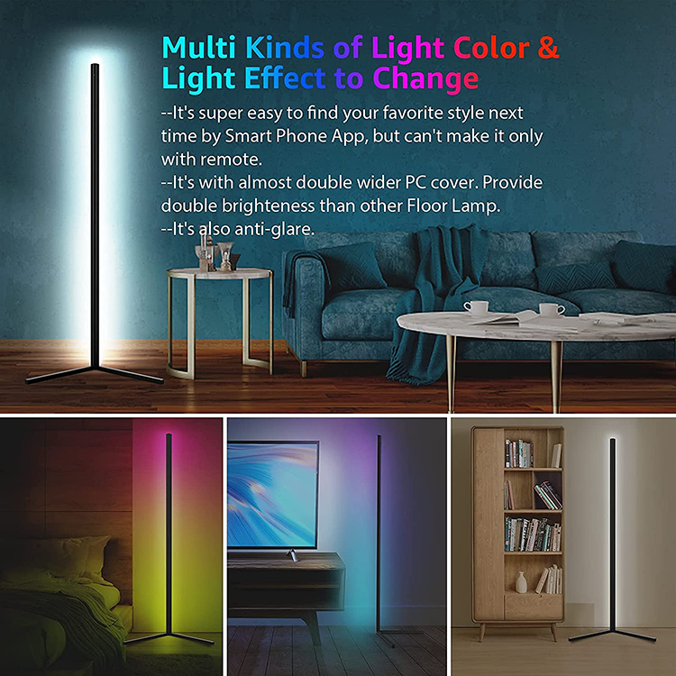 Modern Decoration Smart Corner Light Remote Controlled  Tuya Support Google Alexa RGB LED Corner Floor Lamp For Living Room
