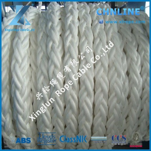 8" 8-strand white Polypropylene vessel hawser