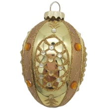 Gold Blown Glass Easter Eggs with Rhinestone Decor: Custom Glass Easter Ornaments