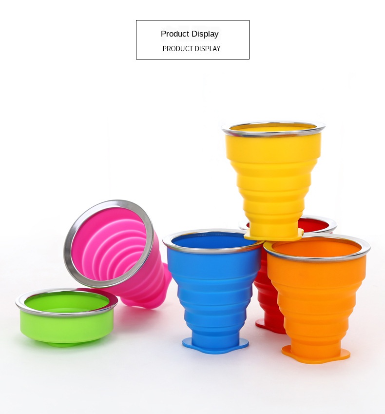 Foldable Silicone Drinking Cup Travel Silicone Folding Collapsible Cup for Travel Outdoor Camping