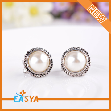 Simple Imitation Pearl Alloy Earrings Design