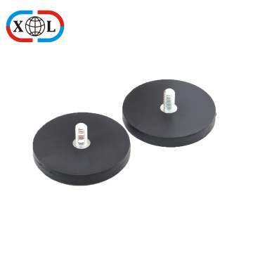 Neodymium Rubber Coated Magnet with External Thread