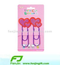 Heart shape pvc paper clip bookmark