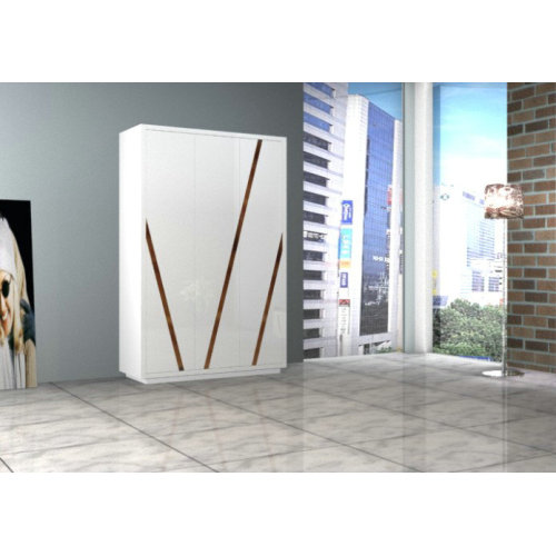 Modern white high gloss bedroom wardrobe