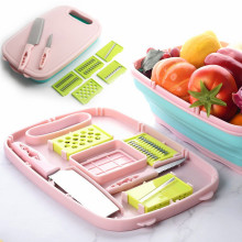Collapsible Silicone Vegetable Washer Colander with Cutting Board and Containers
