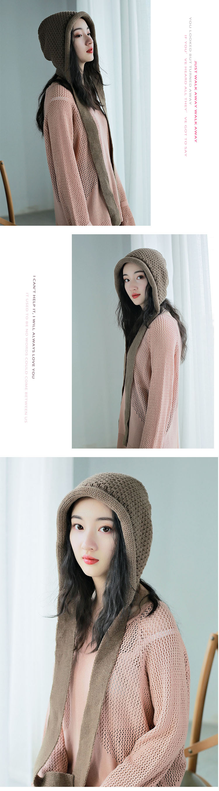 Female autumn and winter knitting cap tie belt (1)