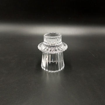 hot selling glass ribbed candle holder