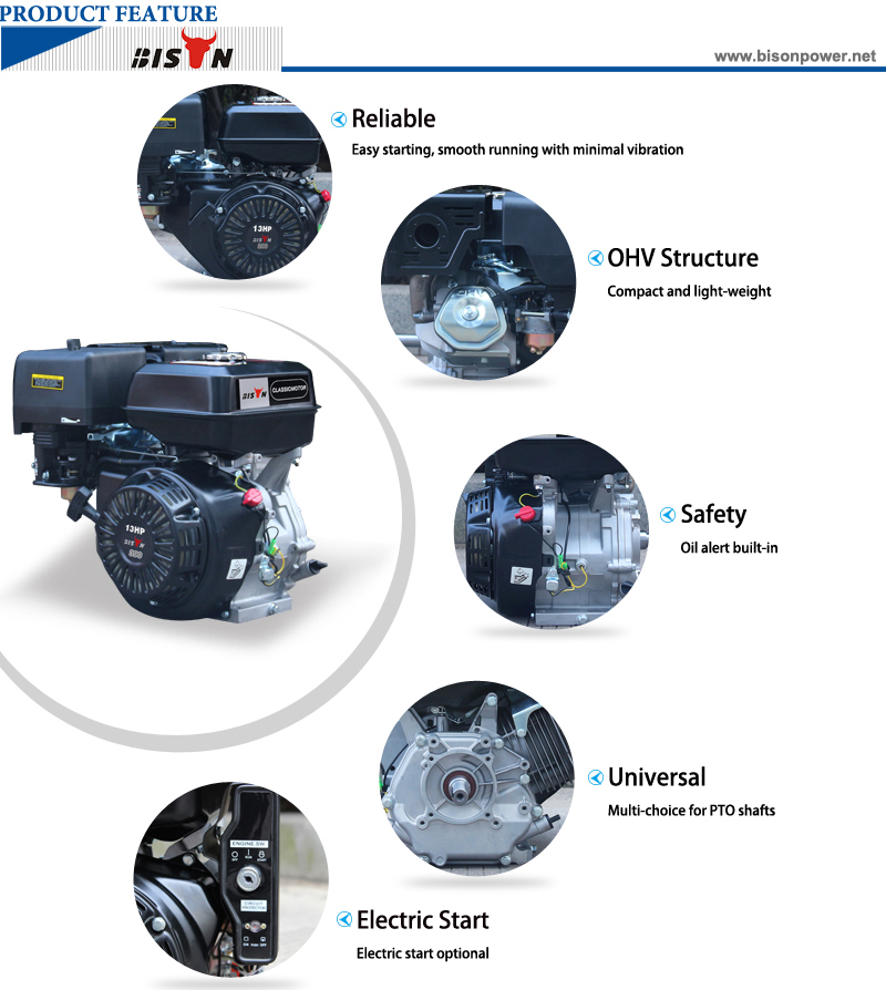 BISON Machinery 389cc 9.6kw Moter Engine 188f BS390 Gasoline Engine 13HP