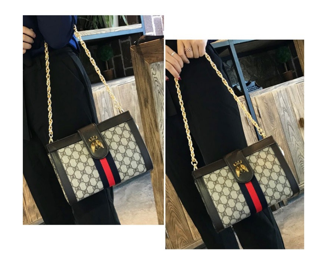 new design high quality women pu leather chain crossbody sling bag