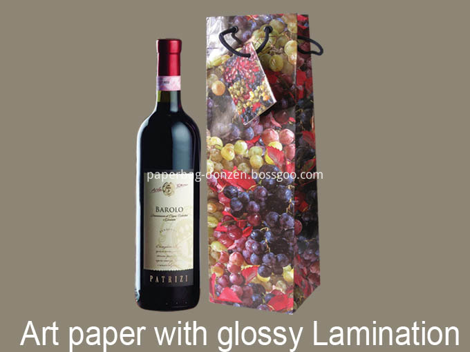 Wine Art Rope Handle Decoration Paper Bag 