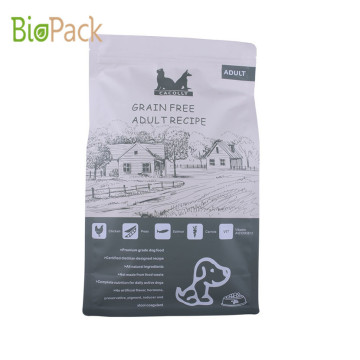 Bolsa de alimentos para mascotas con bolsa con refuerzo cuadrado inferior con ventana transparente y cremallera superior