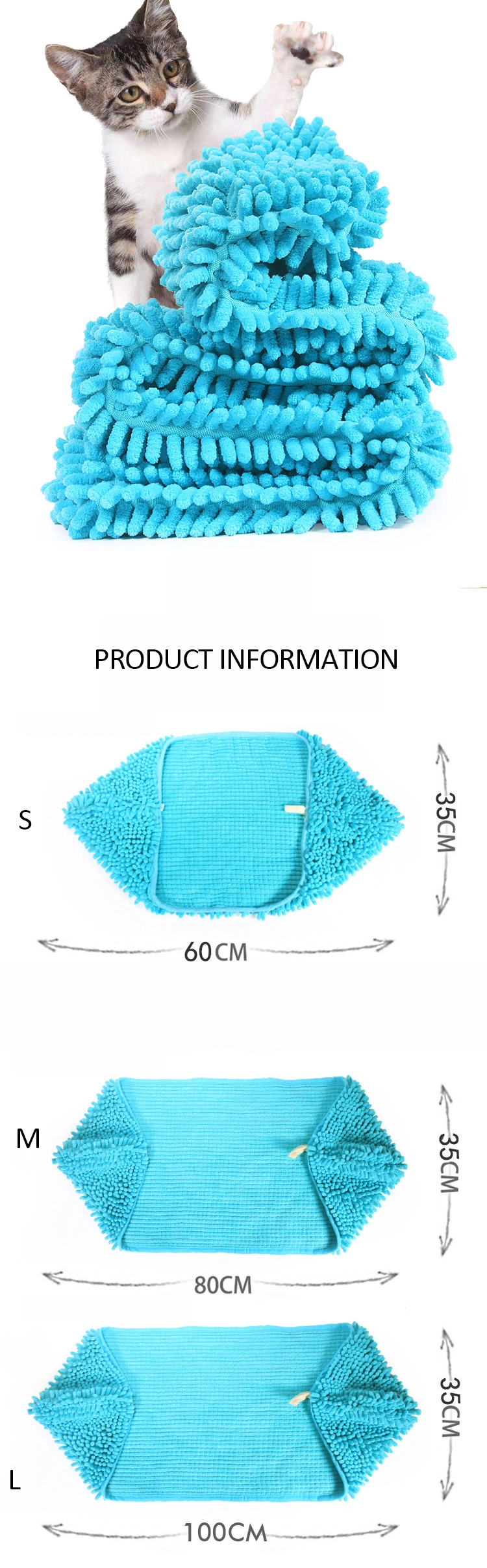 OEM Chenille Fabric Super Absorbency Pet Bathing Towel