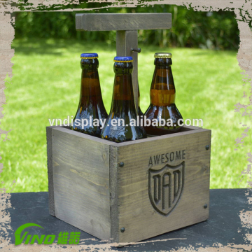 Rustic Wooden Wine Holder, Novelty Wine Holder, 4 Bottle Wood Wine Box