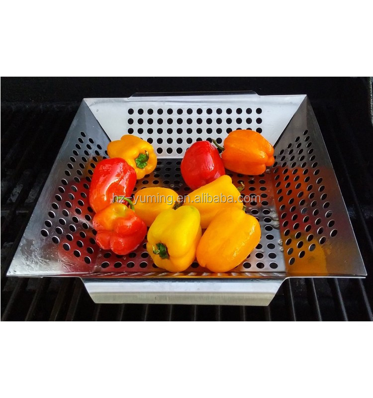 Weber Style Professional-Grade Stainless Steel Vegetable Basket For BBQ Grill