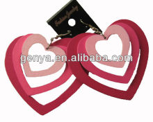 Fashion Colorful Loving Heart Wood Earrings