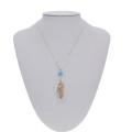 Picture Jasper Feather Hexagonal Prism Pendant Choker Necklace