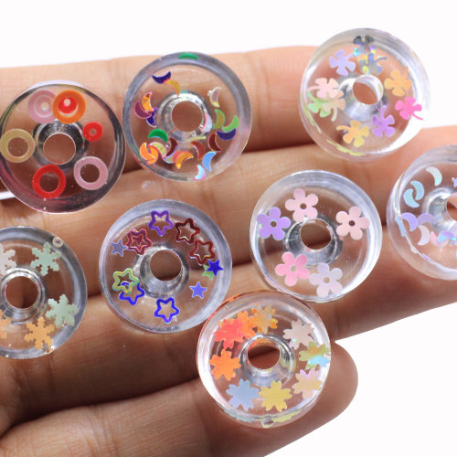 Hot Selling 100pcs / lot Schleim Charms Mixed Resin Candy Donut Perlen Schleim Perle Herstellung Lieferungen mit PVC Glitter gefüllte Haarnadel DIY