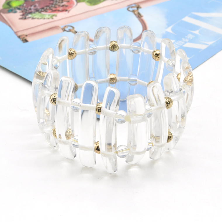 Custom color transparent hand jewelry for women chunky beads chain link clear acrylic bracelet