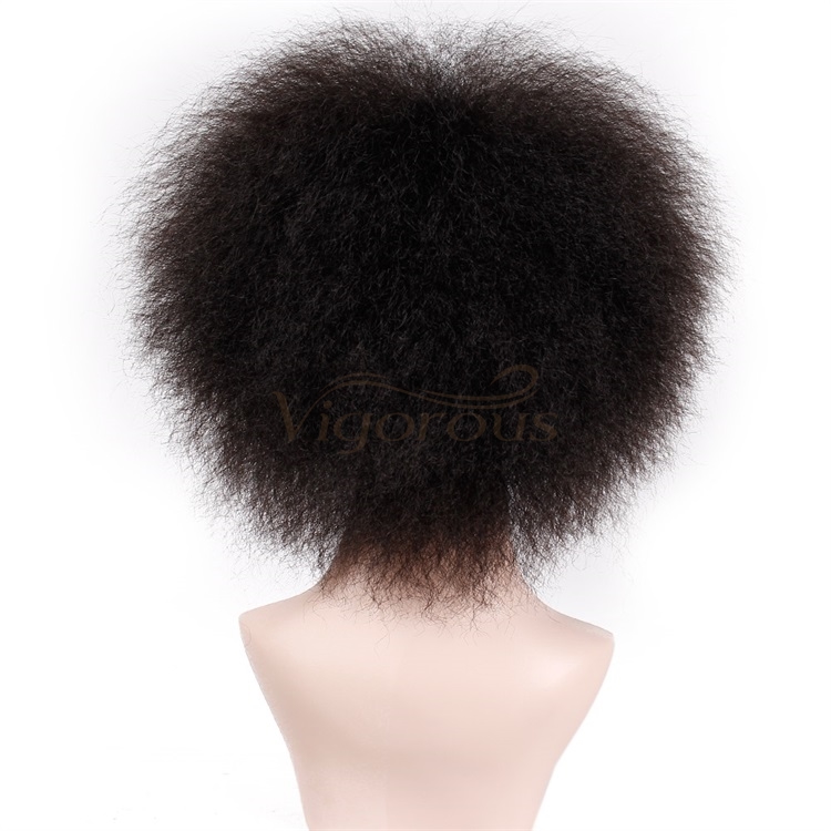 Vigorous Short Wigs Afro Kinky Straight Wigs for African American Women Black Synthetic High Temperature Fluffy Wig 1B Color