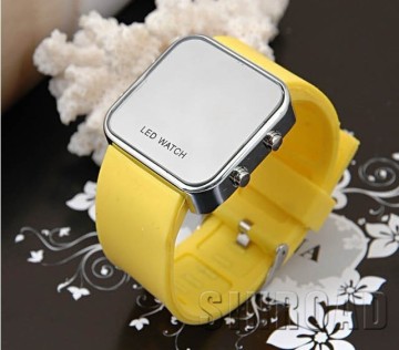 2014 LED silicone fashion Sport Mirror LED Watch hand touch watch led watch