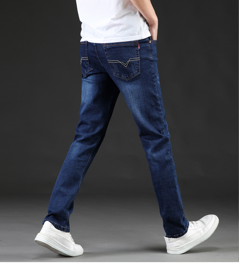 wholesale good price High quality black and blue men european straight trousers brands classic jeans