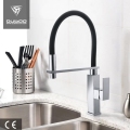 Chrome Black Single Handle Brass Kitchen Faucet