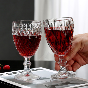 Empty diamond glass goblet for wine bulk