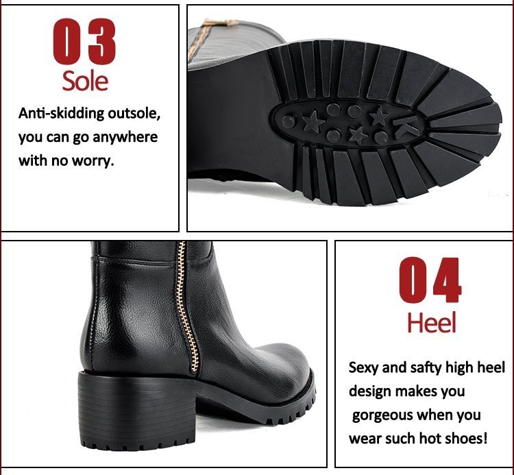 zipper closure calf elegant women leather boots