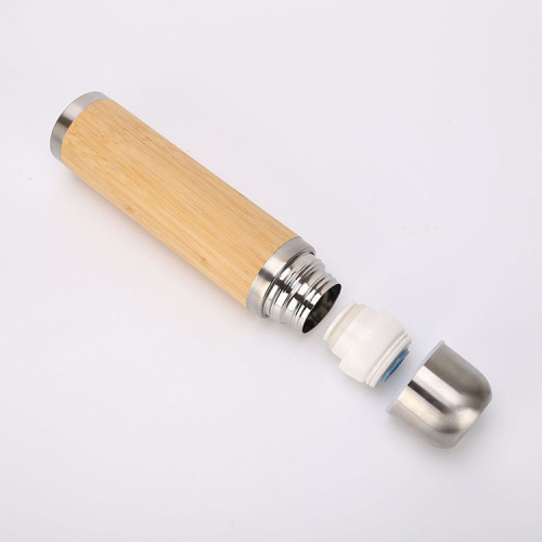 450ML Bamboo Water Bottle with Lid Lanyard