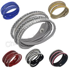 Cheaper sale 4layers velvet slake wrap leather bracelet bangle jewelry