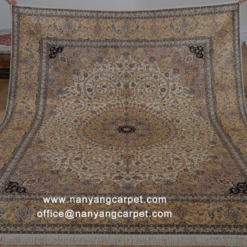 8'x10' Floral Design Handwoven Kashmir Silk Rug
