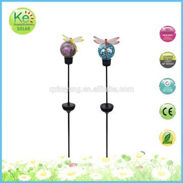 Glass ball with dragonfly courtyard light solar garden light