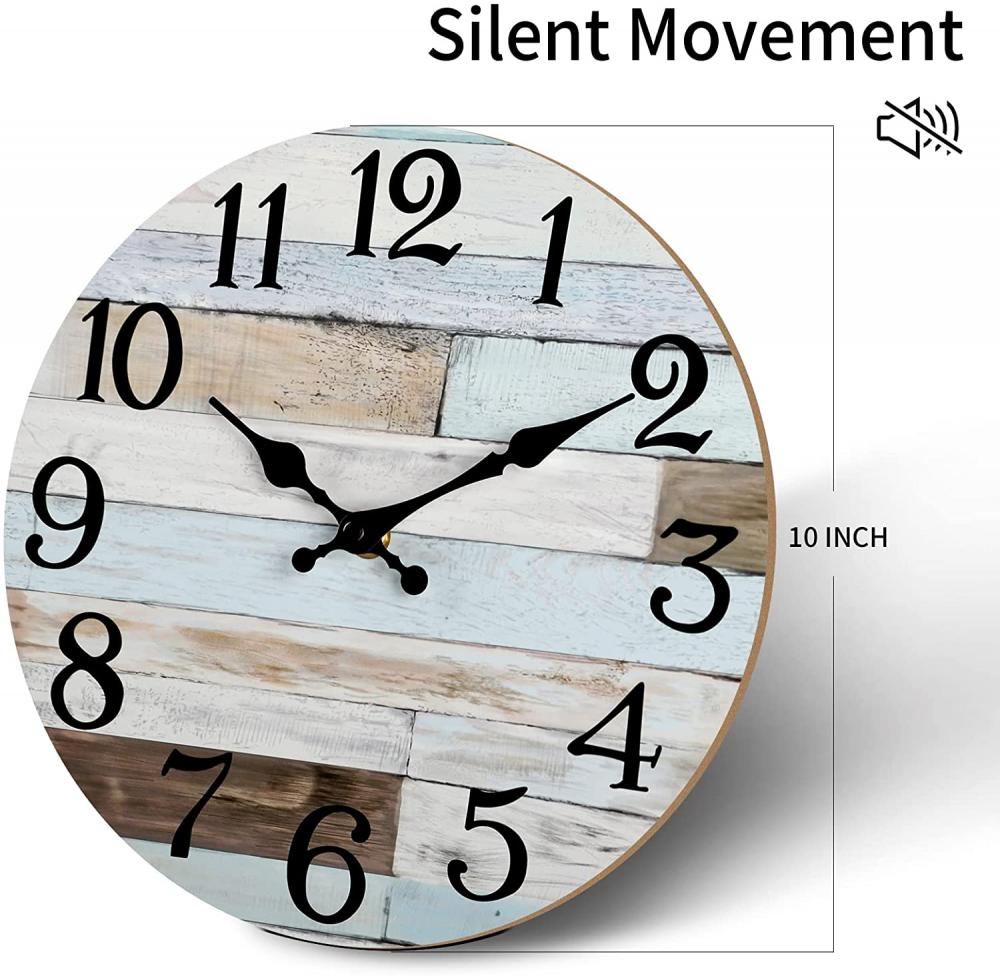 Relojes de pared de madera sin ticken de 10 pulgadas silenciosas