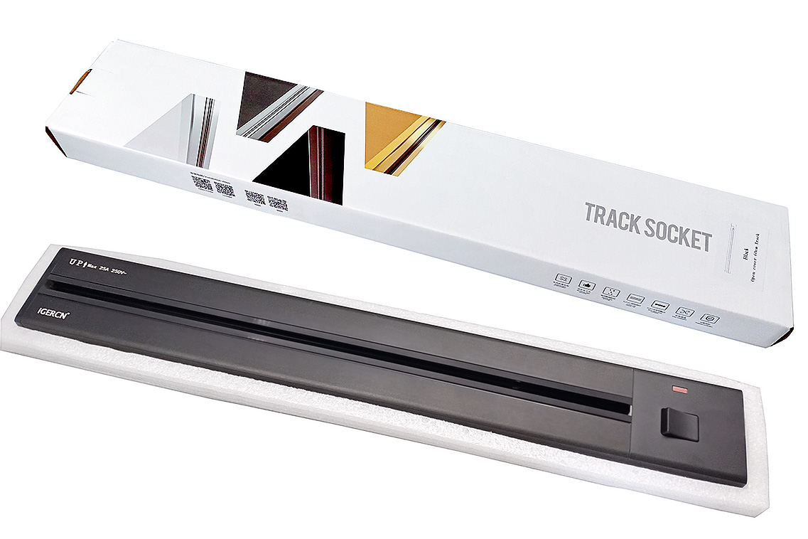 movable kitchen electrical black LED  recessed and surface track Socket with 3 gang power socket /60CM power track socket