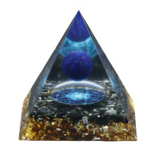 Lapis Lazuli 60MM Orgonite Pyramid Wisdom Meditation Black Obsidian Base