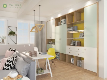 Walnut Customized Book Shelf and Desk