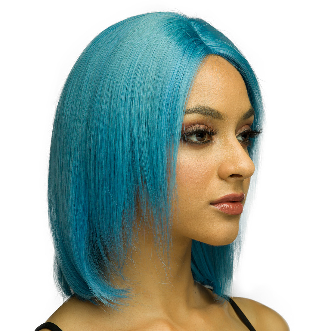 Pre Colored  Platinum Blue Virgin Hair  Lace Front Bob Cut Wig , Middle Part 10 12 inch  100% Human Hair Lace Front Wig
